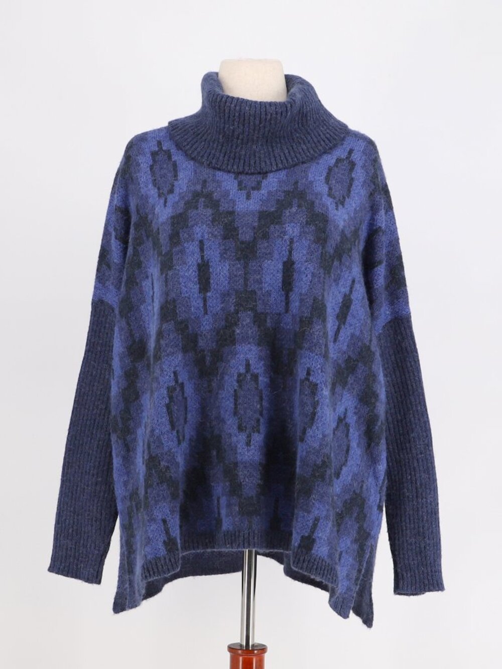 SOFT SURROUNDINGS Blue Cowl Neck Wool Alpaca Blend Sweater Size L